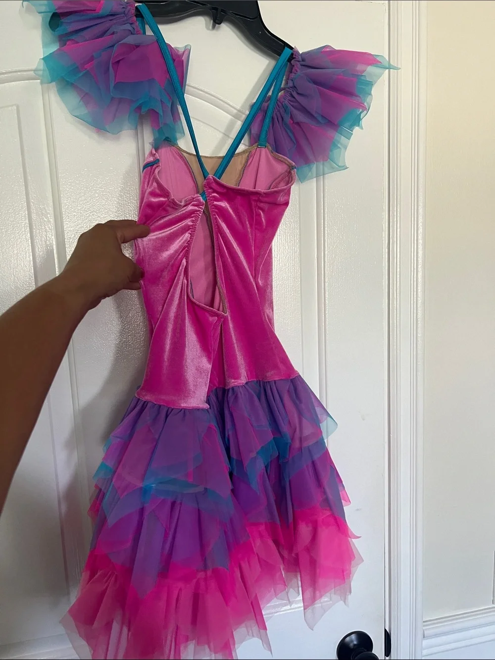 Hot Pink & Purple Tutu Dance Costume with Teal Trim